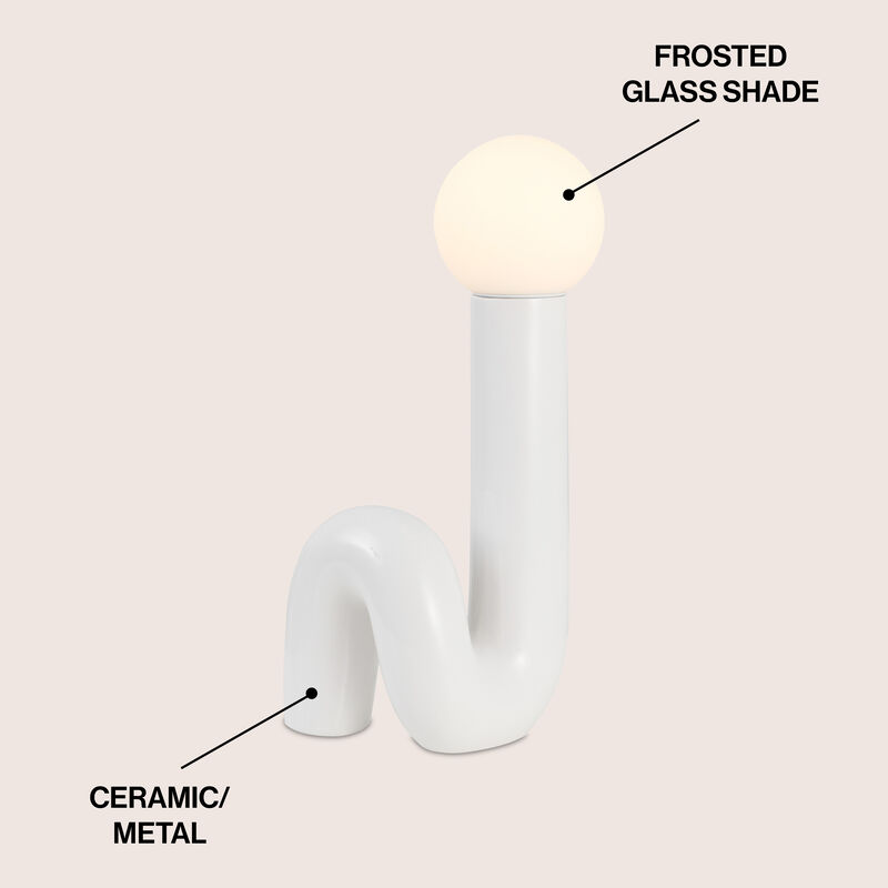 Katya 18" Scandinavian Minimalist Ceramic Spiral Tube LED Table Lamp