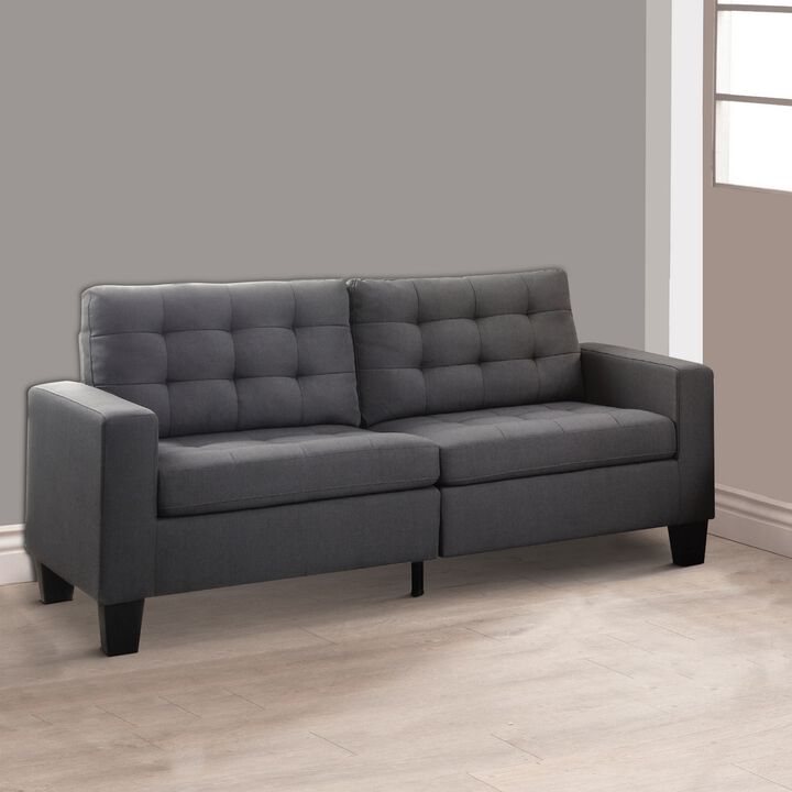 Dashing Sofa In Gray Linen Fabric-Benzara