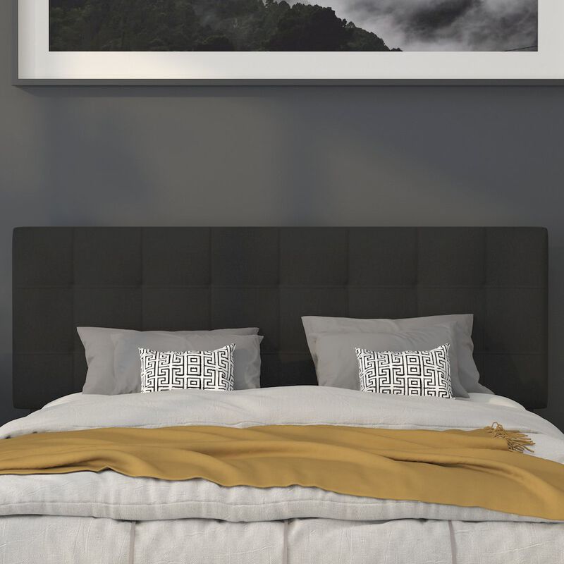 Flash Furniture Tufted Upholstered Queen Size Headboard in Black Fabric image number 7