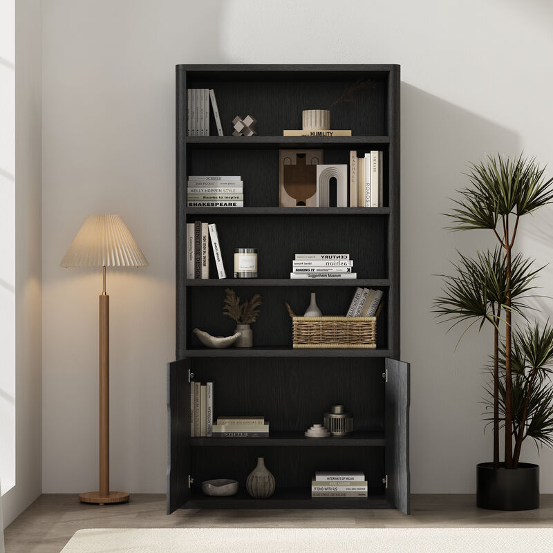 Rivington Black Bookcase Cabinet