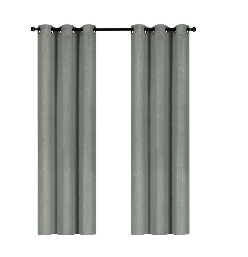 J&V TEXTILES Embossed Solid Blackout Grommet Curtain Panels (Set of 2) image number 1