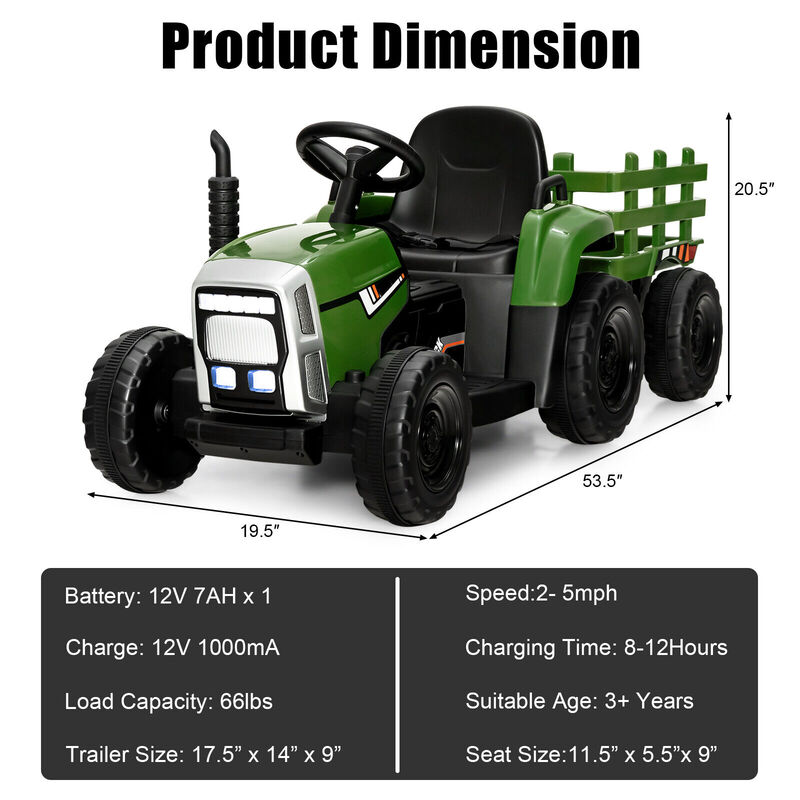 Kids 12V Ride On Tractor with 3 Speed Gears and Front Loader Ages 3 Plus image number 2