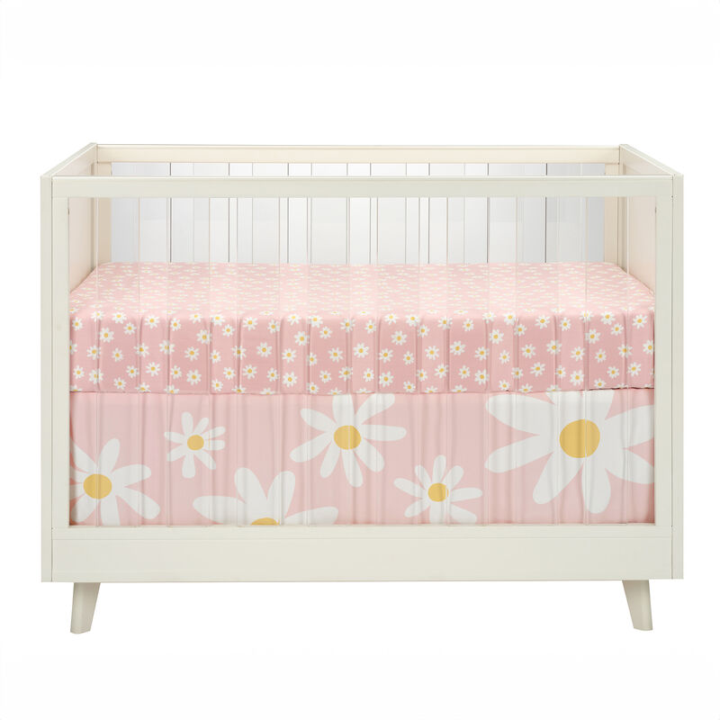 Lambs & Ivy Daisy Dreams 3-Piece Crib Bedding Set - Pink, White, Modern, Garden
