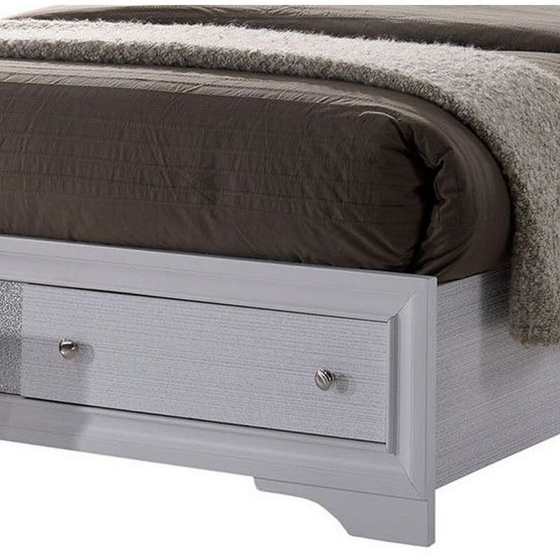 King Bedroom Set, White Wood, 3 Piece Set with 2 Nightstands image number 3