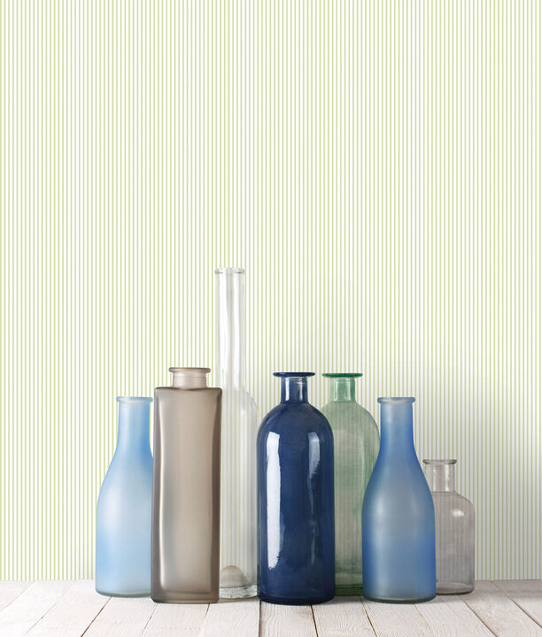 Miniatures 2 Narrow Stripe Green Wallpaper G67856