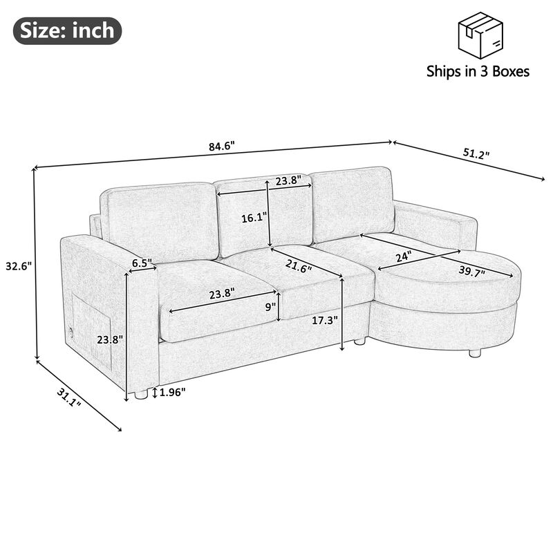 Merax Modern Sectional Sofa  L-shaped Sofa Couch with a Curved Chaise Lounge