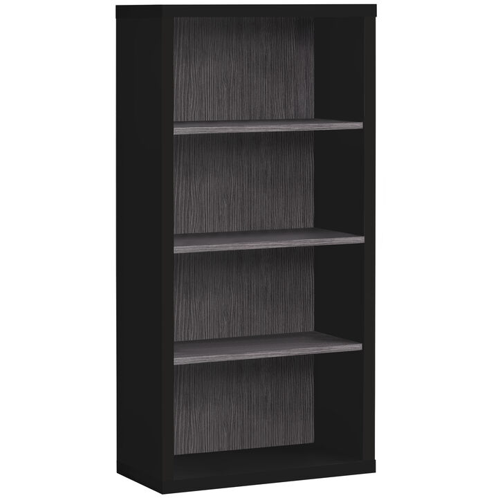 Monarch Specialties I 7407 Bookshelf, Bookcase, Etagere, 5 Tier, 48"H, Office, Bedroom, Laminate, Black, Grey, Contemporary, Modern