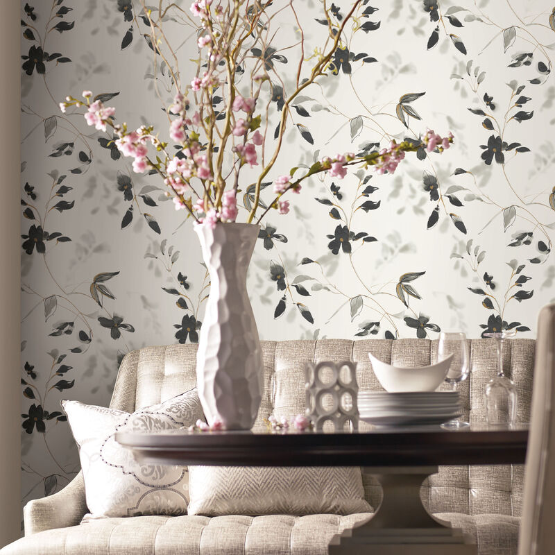 Linden Flower Black Peel & Stick Wallpaper image number 1