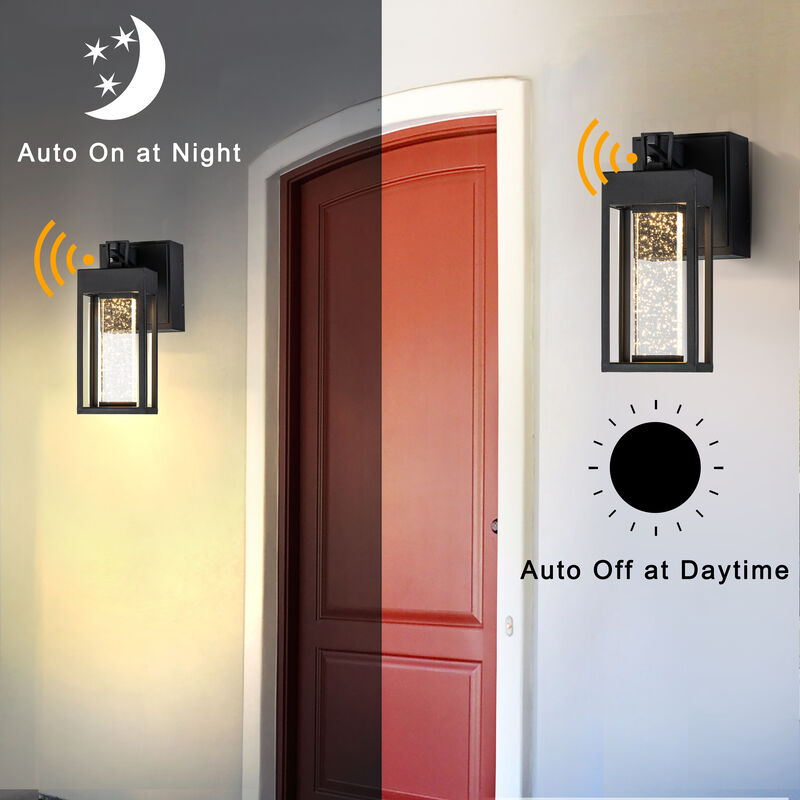 Dusk to Dawn Outdoor Wall Light with 2 GFCI Outlets, 11.4&rdquo; Waterproof Exterior Lighting Fixture Wall Mount Outside Light for House image number 4