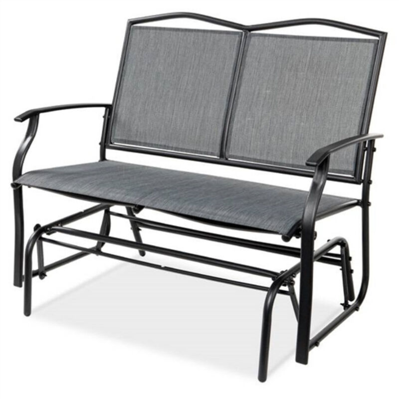 2 Seat Mesh Patio Loveseat Swing Glider Rocker with Armrests