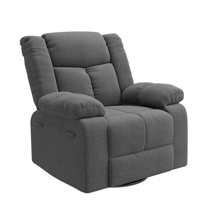 ProLounger Swivel Glider Recliner in Charcoal Velvet with Pillow Top Arms