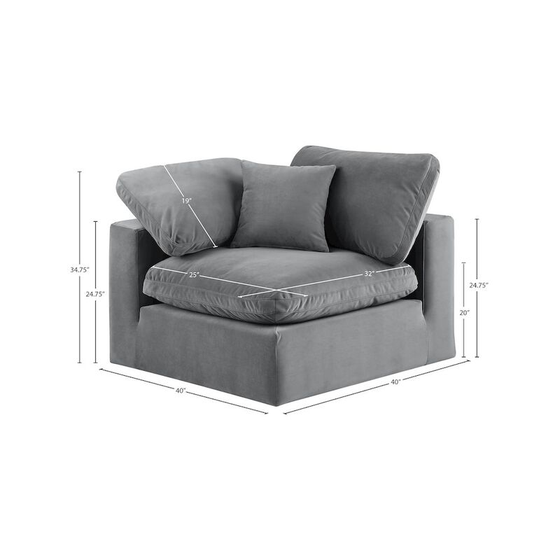 Meridian Furniture Comfy Grey Velvet Modular Corner Chair