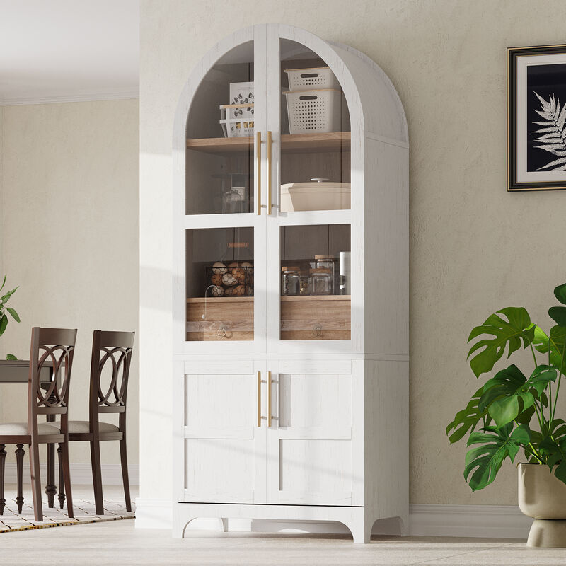 Merax Arched Kitchen Pantry Cabinet with Door Shelves