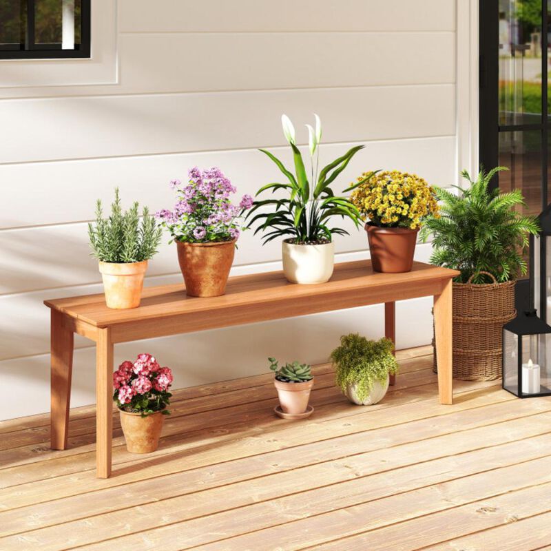 Hivvago 55 Inches Outdoor Teak Wood Bench with 880 LBS Weight Capacity