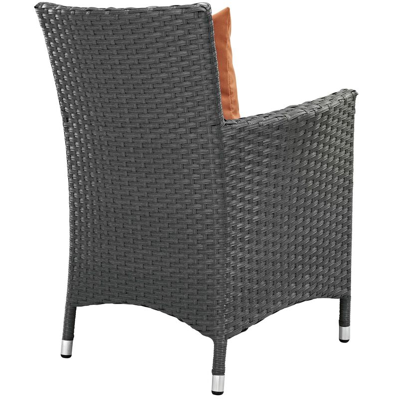 Modway Sojourn Wicker Rattan Outdoor Patio Sunbrella Fabric Dining Chair in Canvas Tuscan