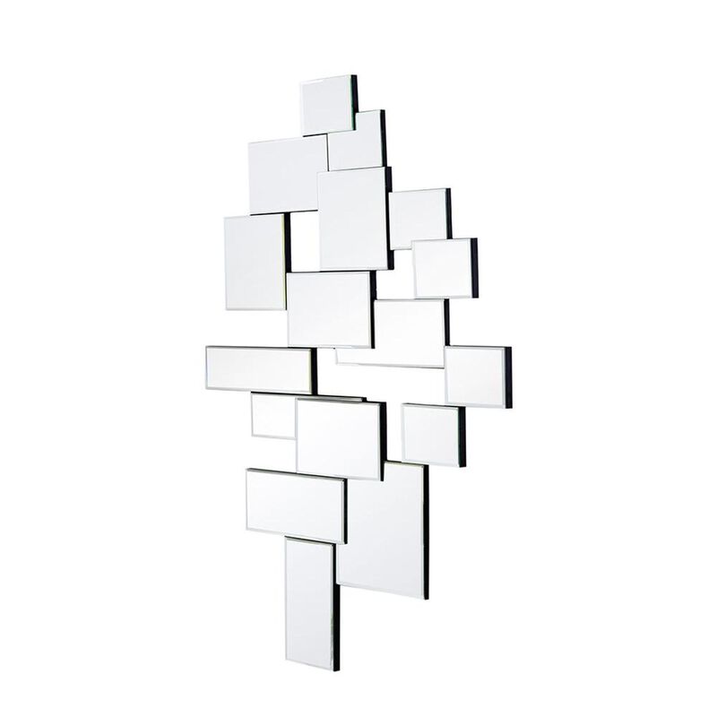 HomeRoots 30" Clear Abstract Glass Contemporary Panels Unframed Accent Mirror image number 5