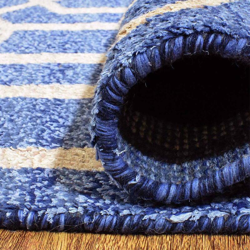HAND KNOTTED WOOL Geometric AREA RUGS  - Rectangle Shape, Geometric Modern, Medium Pile Handmade Area Rugs for Living Room, Bed Room (N00941) image number 6