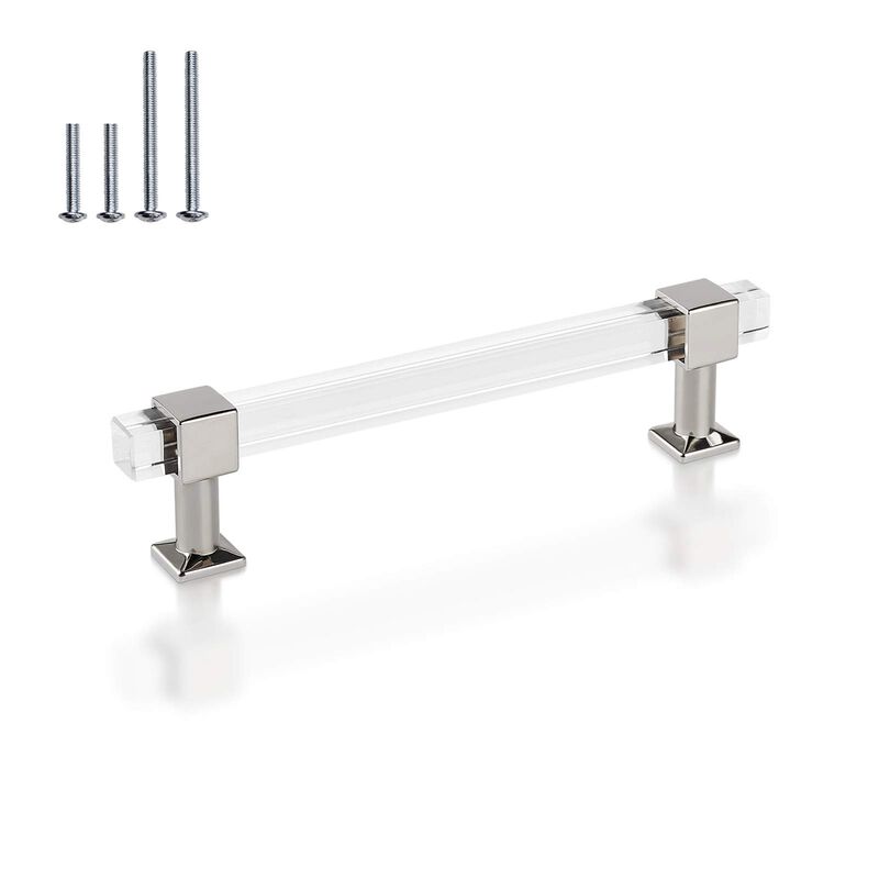 Mengico 10 Pack Cabinet Pulls 5 Inch Hole Center Kitchen Cabinet Handles Polished Chrome Modern Drawer Pulls Acrylic Cabinet Har