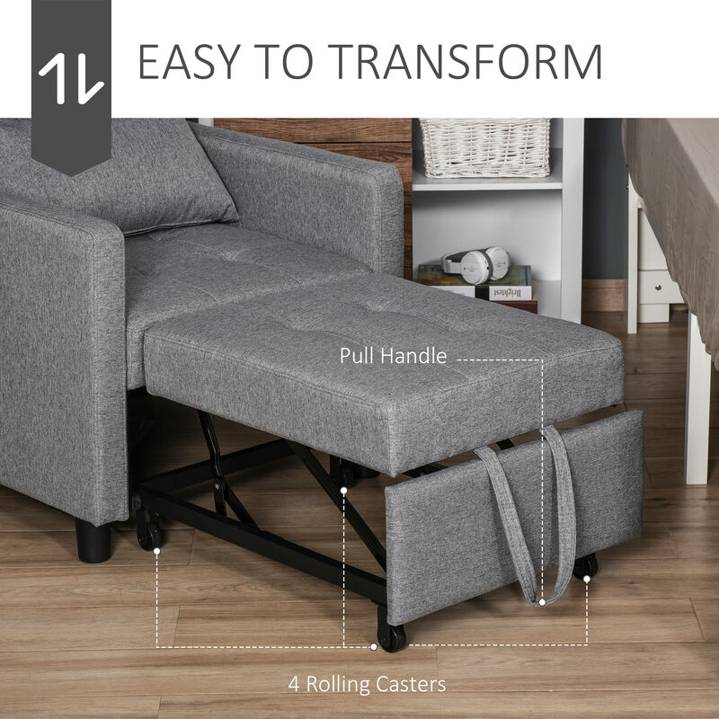 Recliner Sofa Sleeper Chair with 3 Adjustable Backrest Angles and 4 Wheels