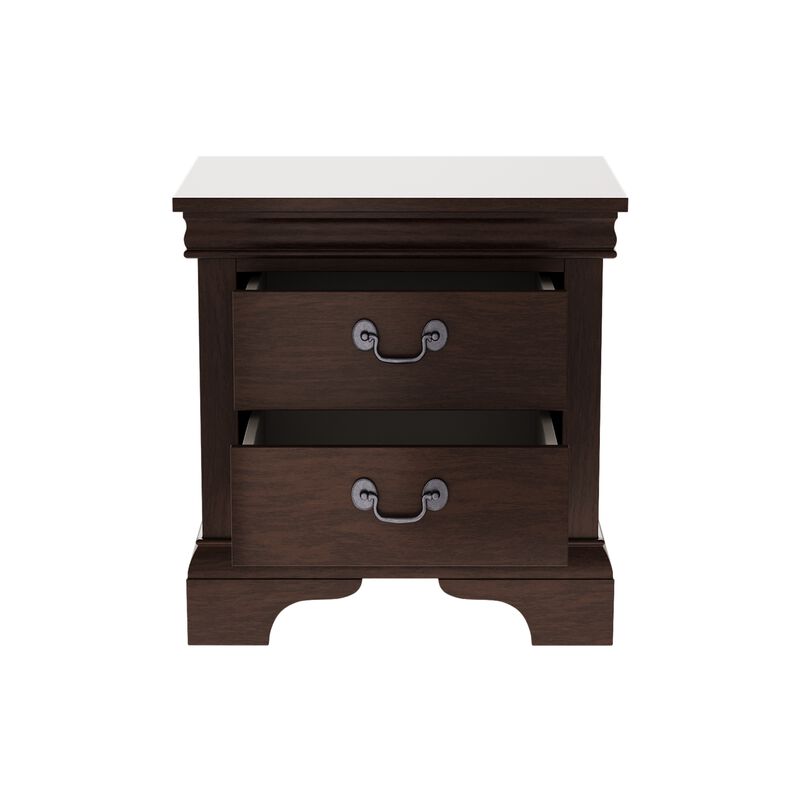 22" Assembled Classic Wooden Nightstand 2-Drawer Antique Pulls image number 5
