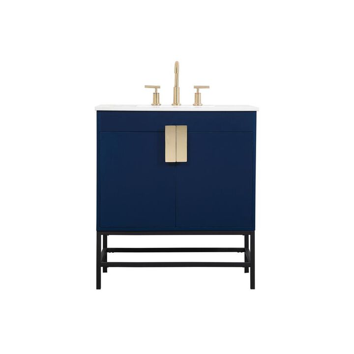 Elegant Kitchen and Bath 30 inch Single bathroom vanity in blue