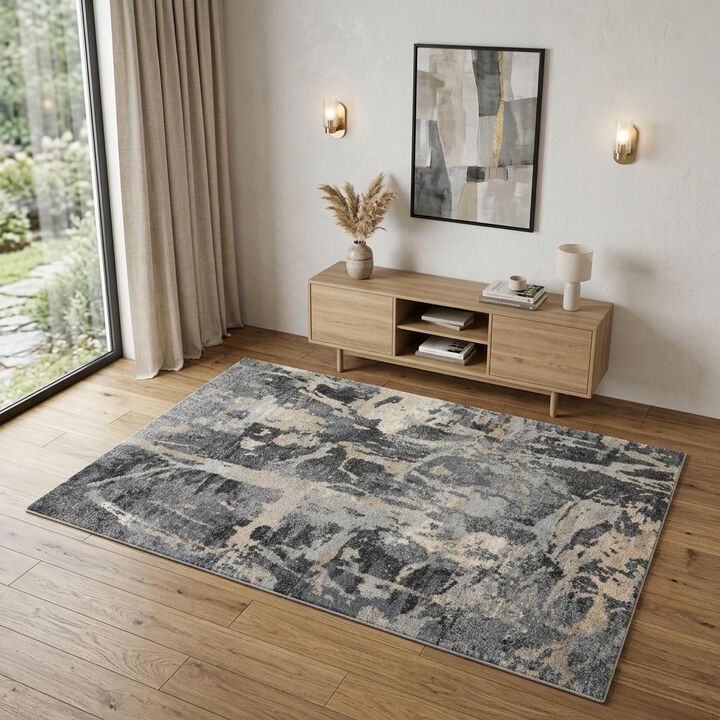 HomeRoots Abstract Distressed Area Rug