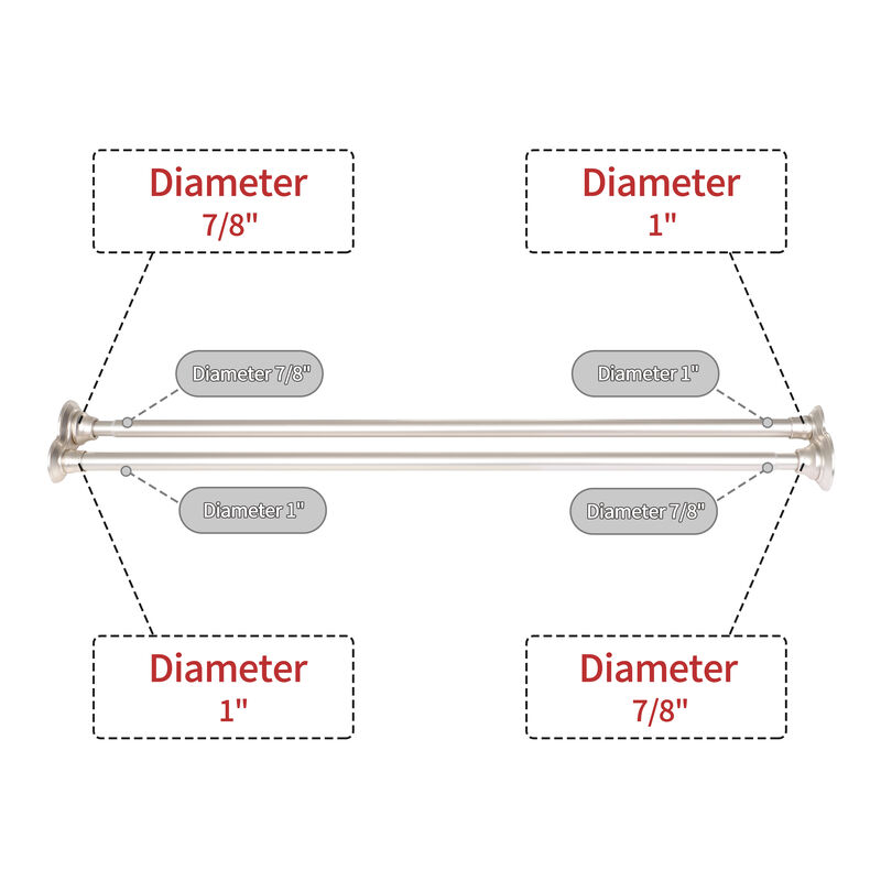 Utopia Alley 45-72 Inch Double Tension No-Drill Shower Rod Set - Rustproof Aluminum Straight Rod with 24 Metal Hooks & 71&times;71 Inch Clear PEVA Liner image number 5