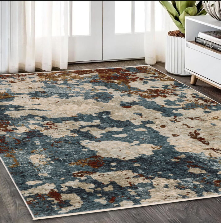 HomeRoots Abstract Runner Rug With Fringe