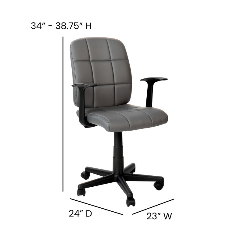 Clayton Mid-Back Quilted Vinyl Swivel Task Office Chair with Arms image number 4