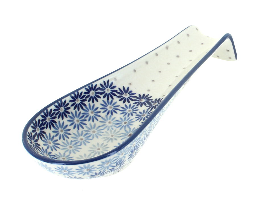 Blue Rose Polish Pottery Red Daisy Medium Spoon Rest