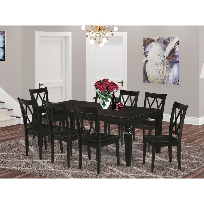 East West Furniture Dining Room Set Black, LGCL9-BLK-W