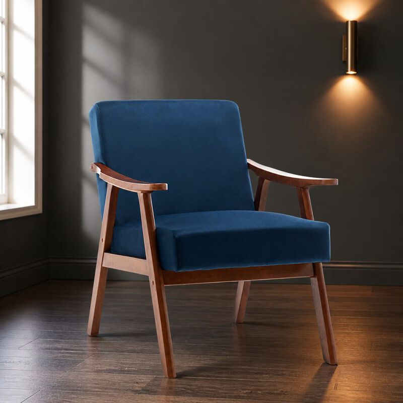 GOODSILO Mid-Century Modern Accent Chair, Wingback Lounge Chair with Thick Backrest for Living Room, Bedroom and Reading Spaces image number 2