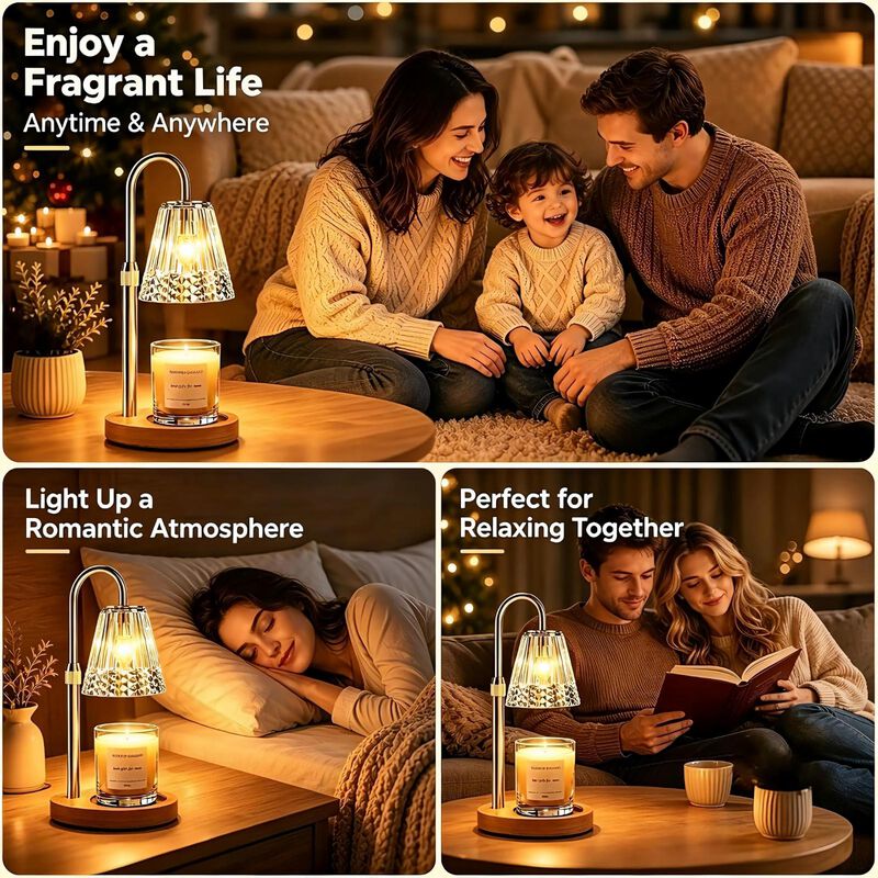 Candle Warmer Lamp with Timer & Dimmer, Adjustable Height for Jar Candles, Wood Base, Home Decor for Home Living Room image number 7