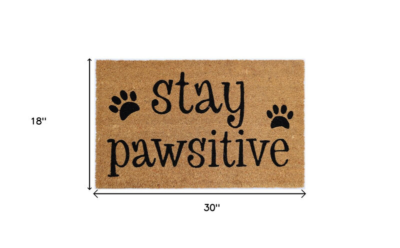 HomeRoots 18" X 30" Beige and Black Coir Outdoor Door Mat image number 4