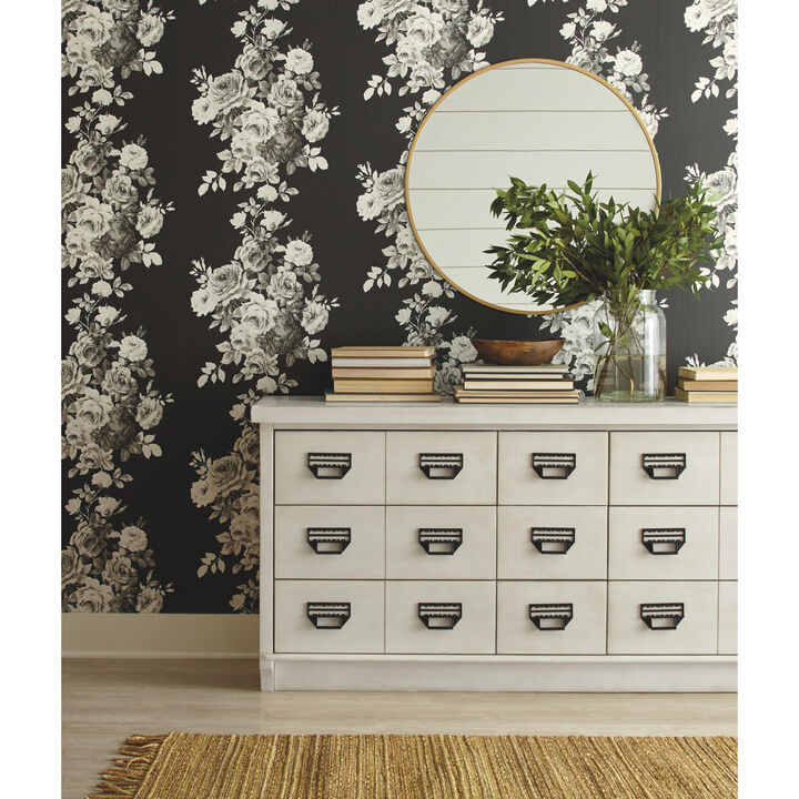 Tea Rose Black & White Wallpaper