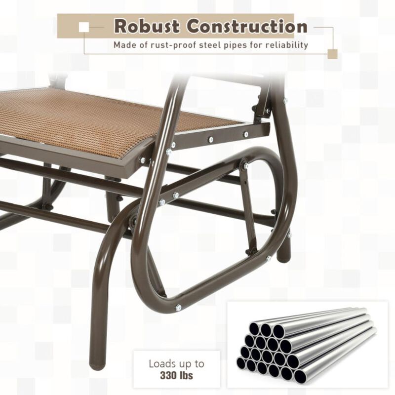 Hivvago Outdoor Single Swing Glider Rocking Chair with Armrest