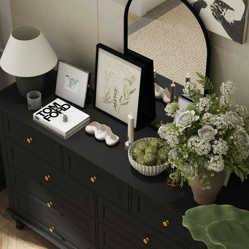Modern 9-Drawer Dresser: Stylish Storage Solution in White or Black