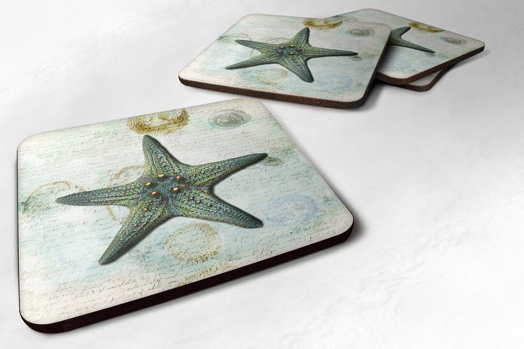Caroline's Treasures SB3034FC Starfish Foam Coasters (Set of 4), 3.5 H x 3.5 W, Multicolor