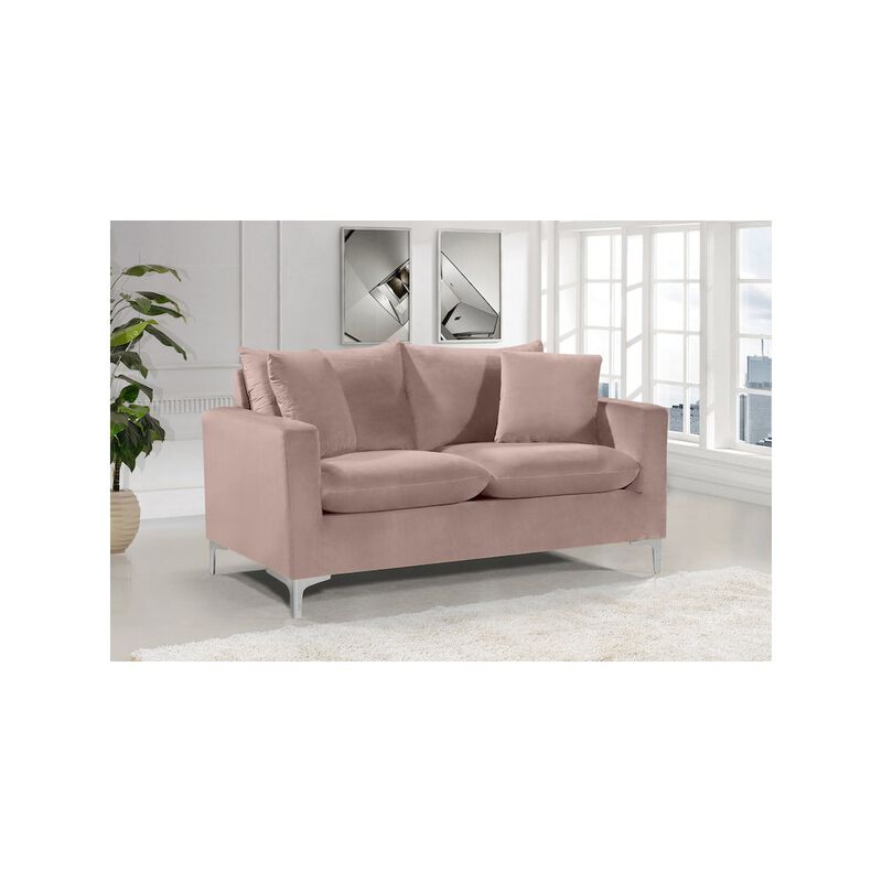 Meridian Furniture Naomi Pink Velvet Loveseat