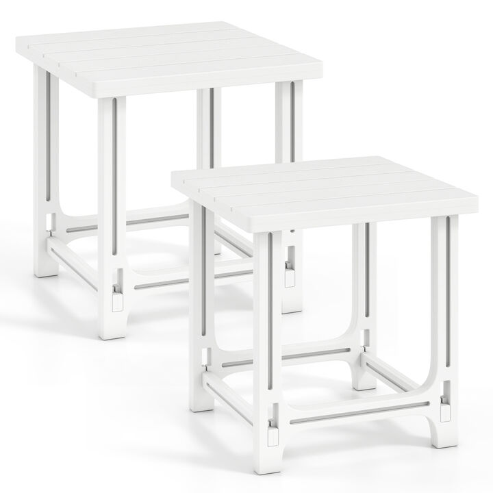Set of 2 Outdoor Adirondack Side Tables 18 Inch with Slatted Surface