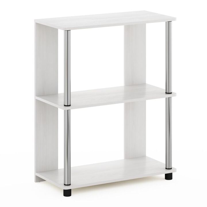Furinno Jaya Simple Design 3-Tier Bookcase / Bookshelf / Display Rack with Stainless Steel Tubes, White Oak