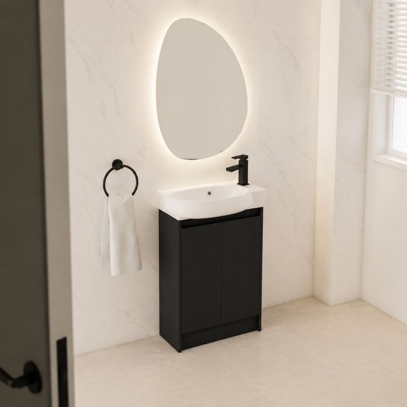ELEMENT ACE 23 Inch Freestanding Bathroom Vanity with Ceramic Sink, Adjustable Shelves, Soft Close Doors, Water Resistant Finish image number 2