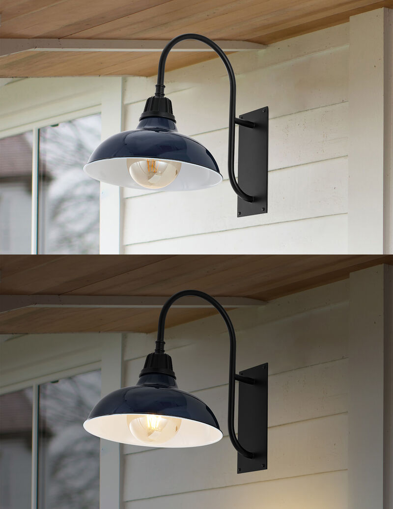 Stanley 12.25" 1-Light Farmhouse Industrial Indoor/Outdoor Iron LED Gooseneck Arm Outdoor Sconce
