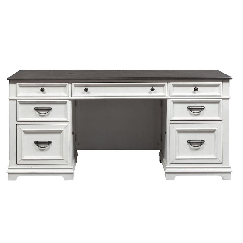 Liberty Furniture Allyson Park Desk in Wirebrushed White w/ Charcoal Top image number 1