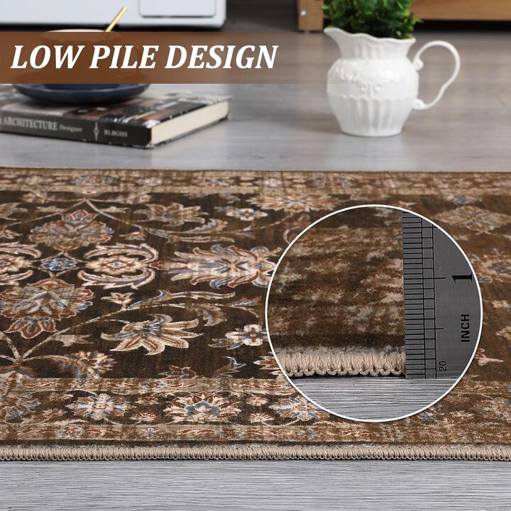 Washable Vintage Area Rugs for Living Room Bedroom, Ultra Faux Wool Retro Mat,Non Slip&Non-Shedding