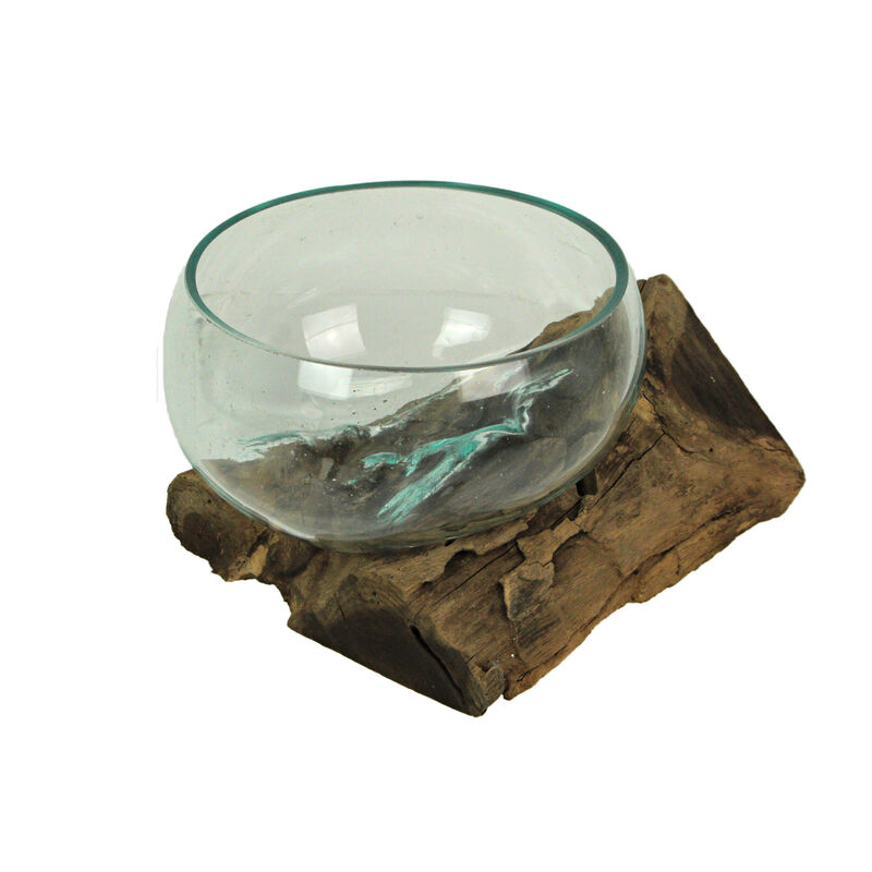 Molten Glass on Teak Driftwood Sculptural Bowl, Vase, Terrarium image number 3