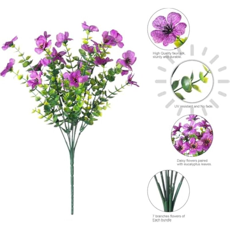 12 Bundle Artificial Eucalyptus Flower Stems Outdoor Garden Porch Decor image number 3