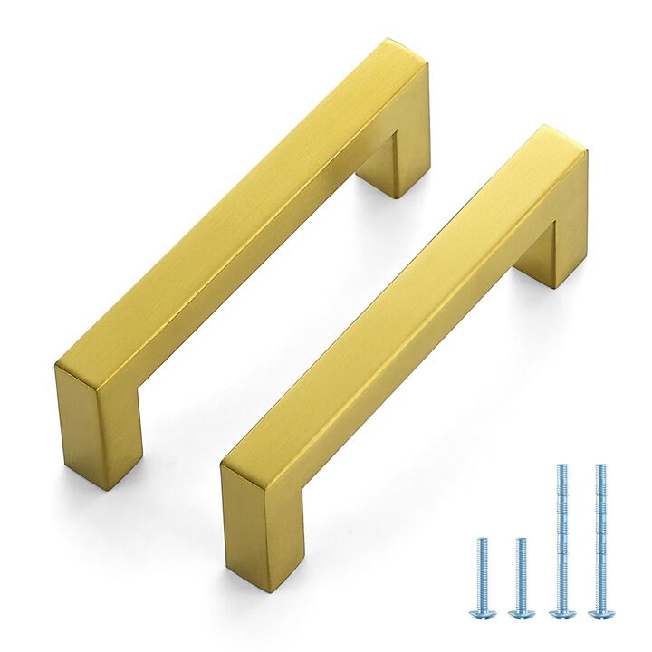 JOY DECOR 20 Pack Cabinet Handles, Gold Cabinet Pulls, 3-3/4 Inch Kitchen Handles Square Drawer Pulls Stainless Steel Drawer Har