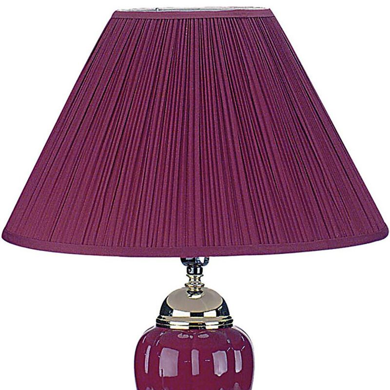 Hivvago 27" Silver Ceramic Bedside Table Lamp With Magenta Empire Shade