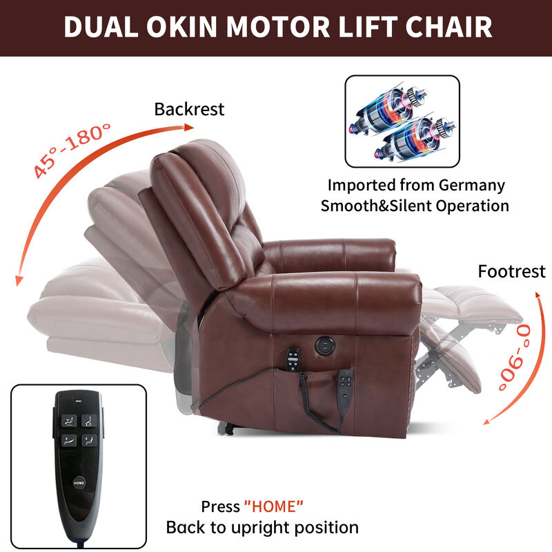 Mondawe Power Lift Recliner Chair Heat Massage, Heavy Duty Motion Mechanism with USB Ports image number 7